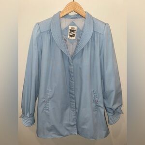 Vintage Saxton Hall Light Blue Jacket Quilted Accents Button Pockets Women’s M
